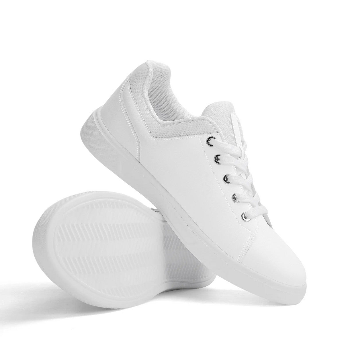 Low-Top Premium Synthetic White Leather Shoes