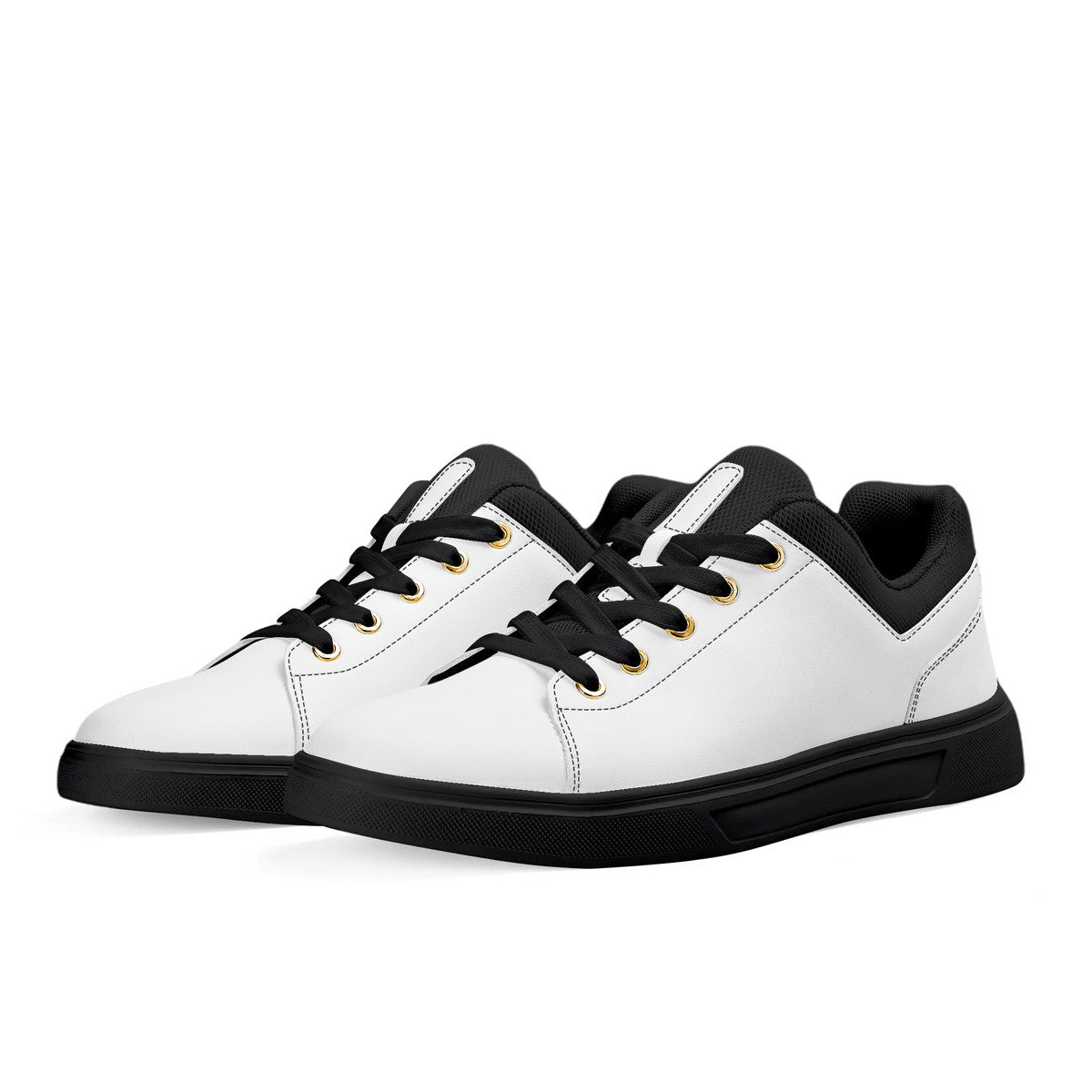 Low-Top Premium Synthetic White Leather Shoes