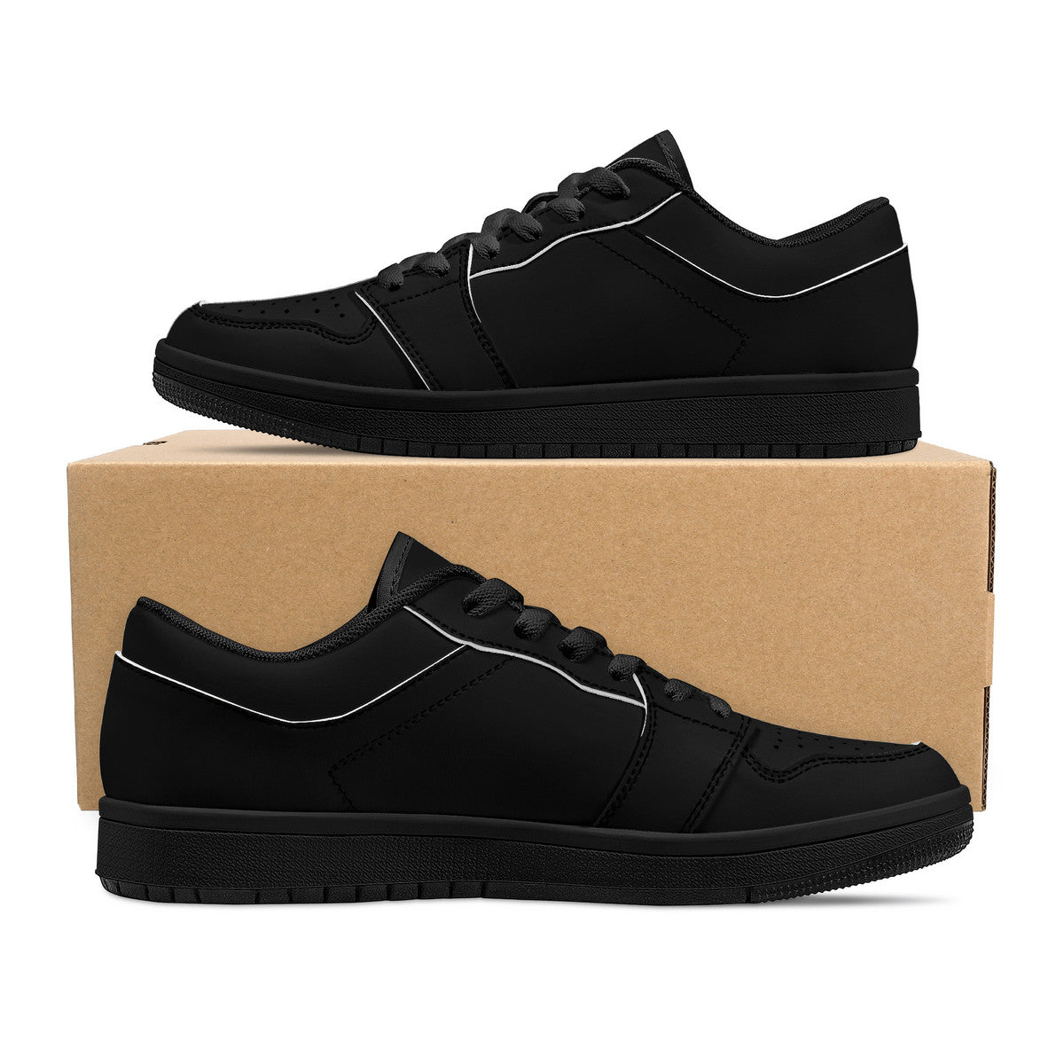 D15 Black Sole Low-Top Leather Sneakers