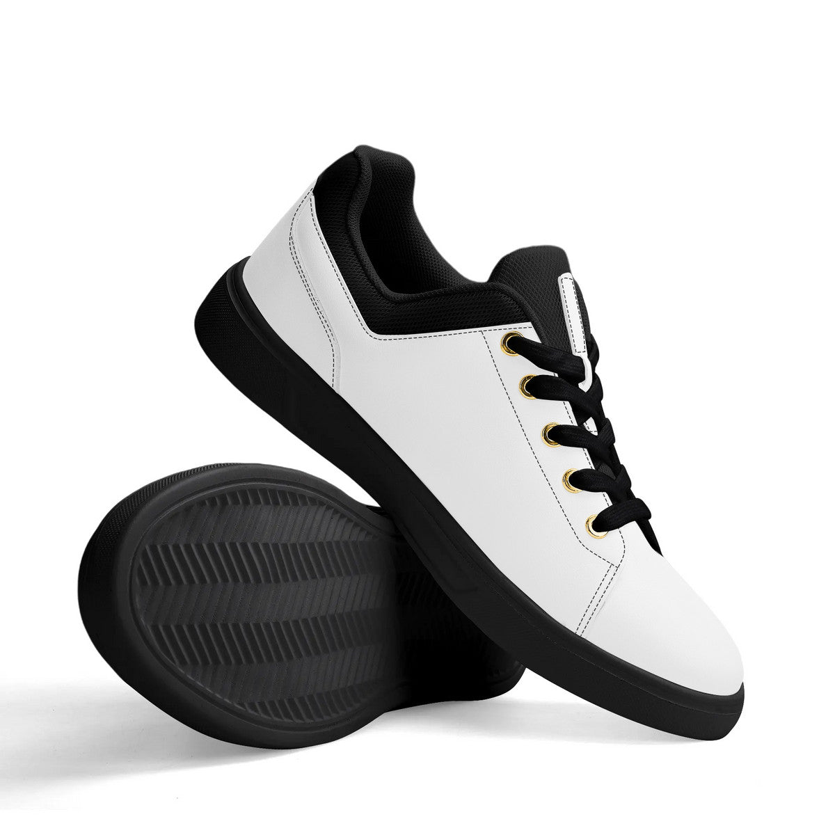 Low-Top Premium Synthetic White Leather Shoes