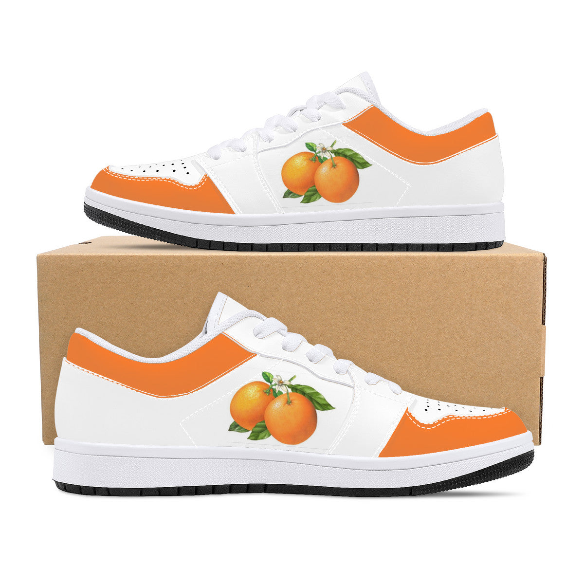 Low-Top Synthetic Leather Sneakers