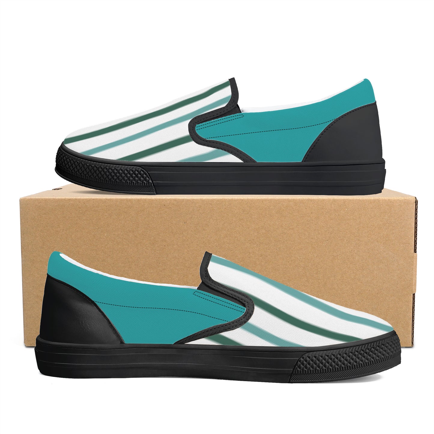 Slip On's - Turquoise & Stripes