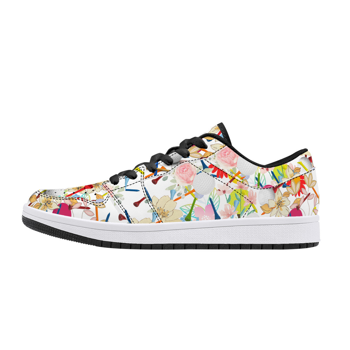 Low-Top Synthetic Leather Sneakers -Golf Balls & Tee's