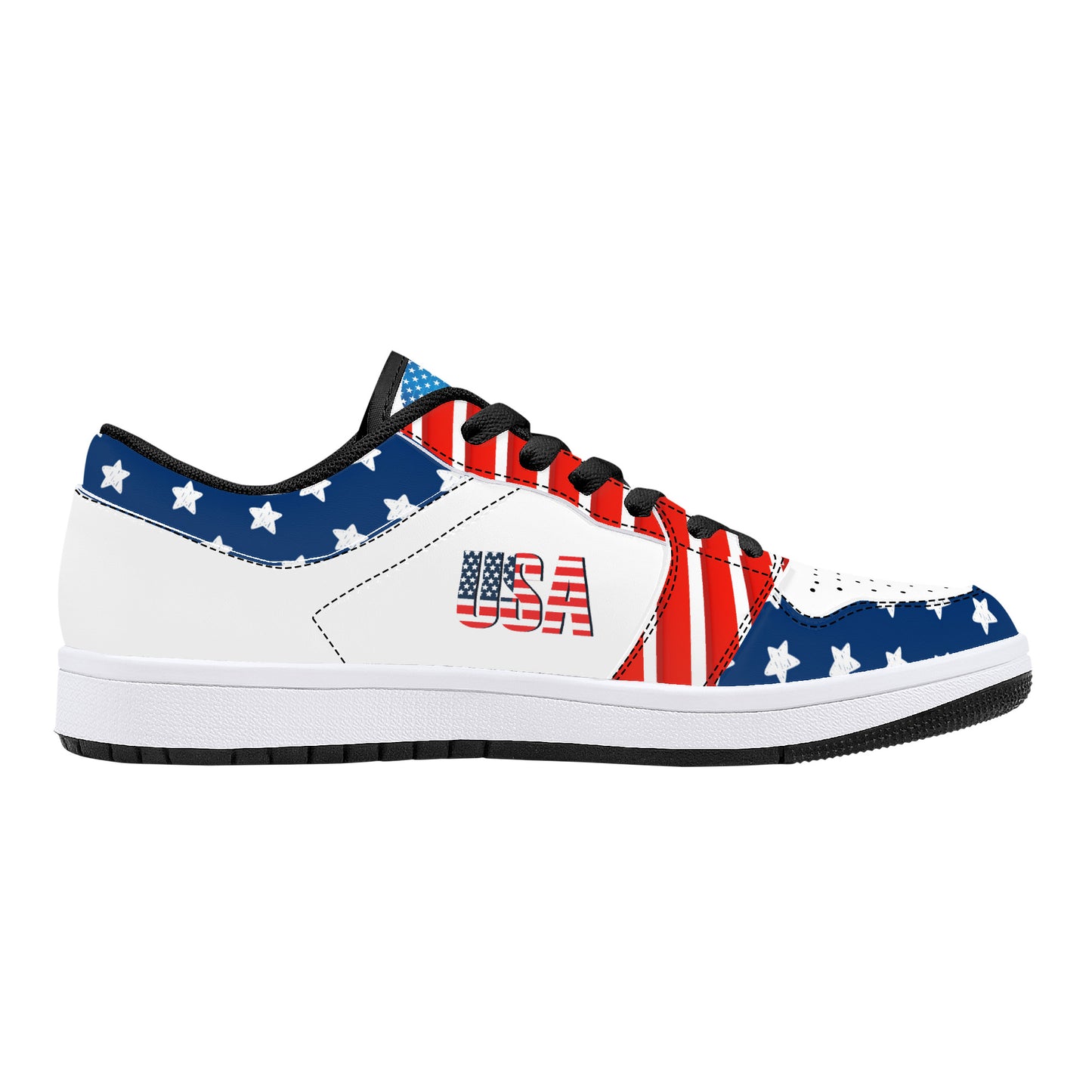 Low-Top Leather Sneakers - USA Edition - Black Sole