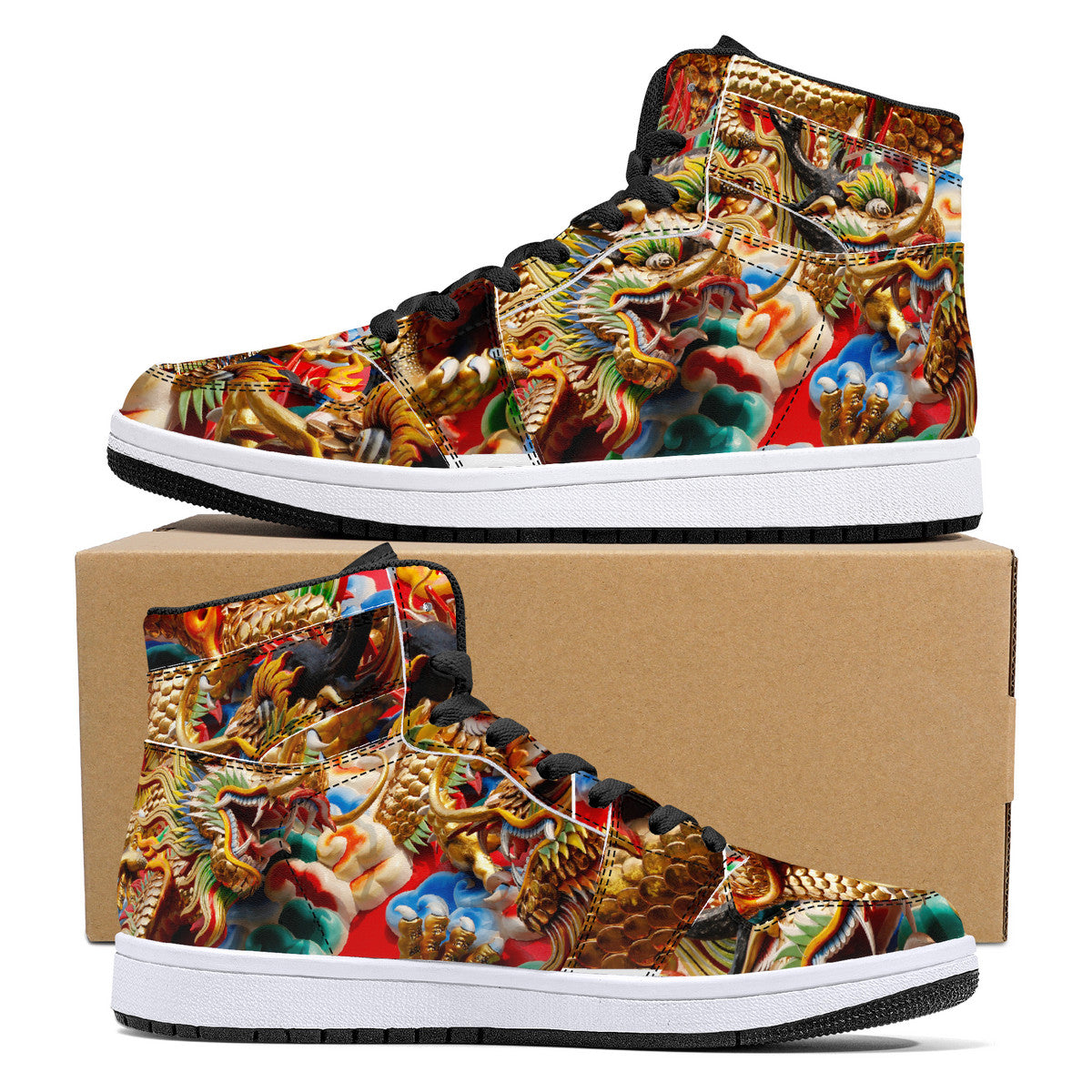 High-Top Leather Sneakers - Dragons