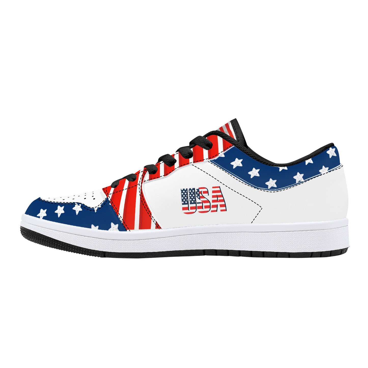 Low-Top Leather Sneakers - USA Edition - Black Sole