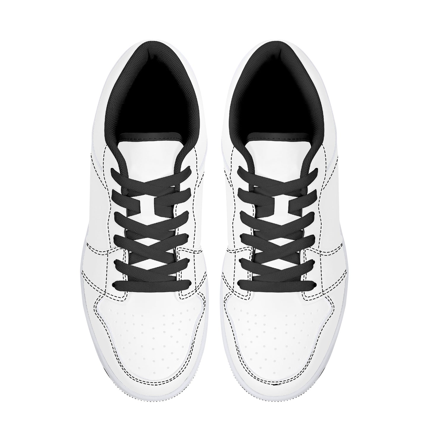 Low-Top Synthetic Leather Sneakers - White & Black