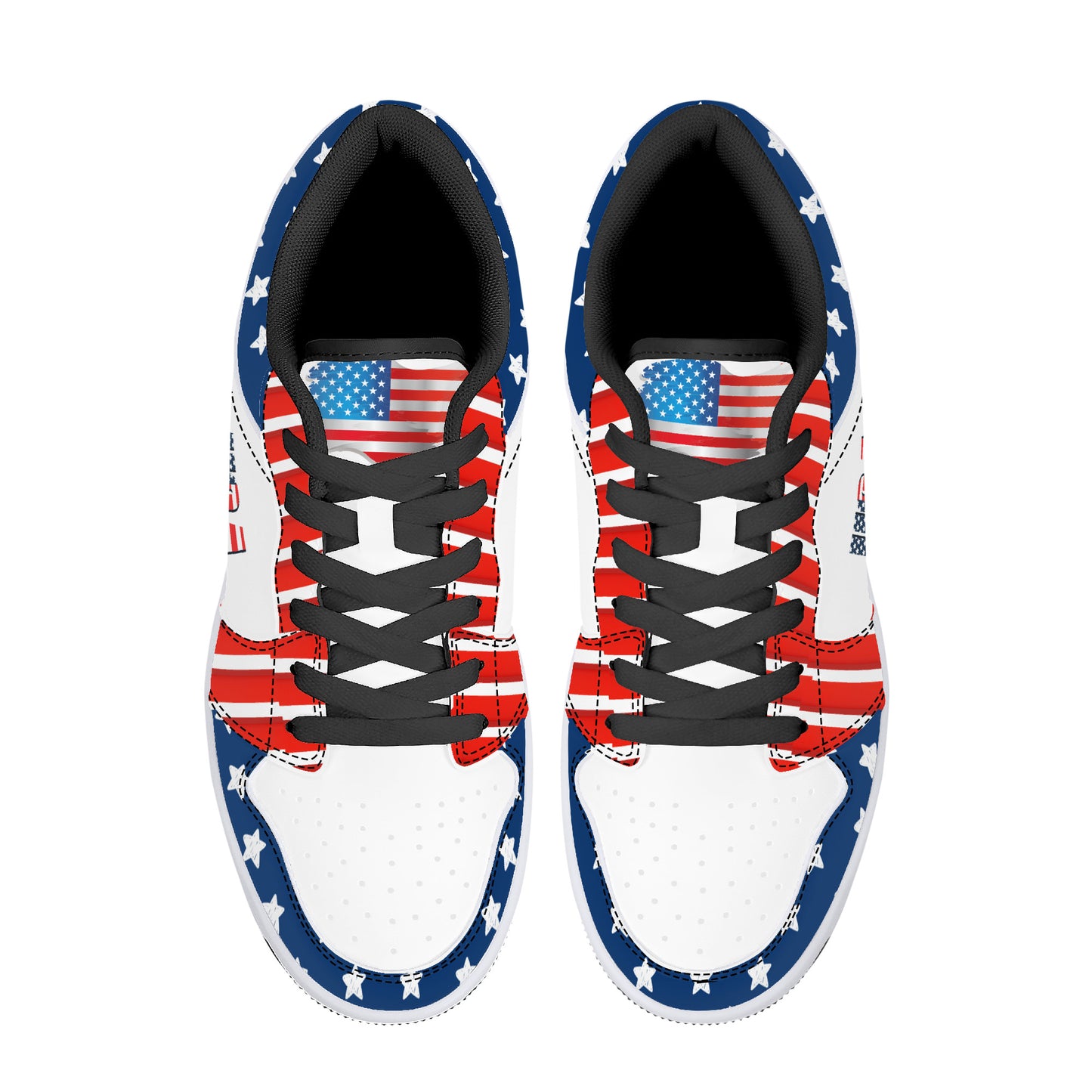 Low-Top Leather Sneakers - USA Edition - Black Sole