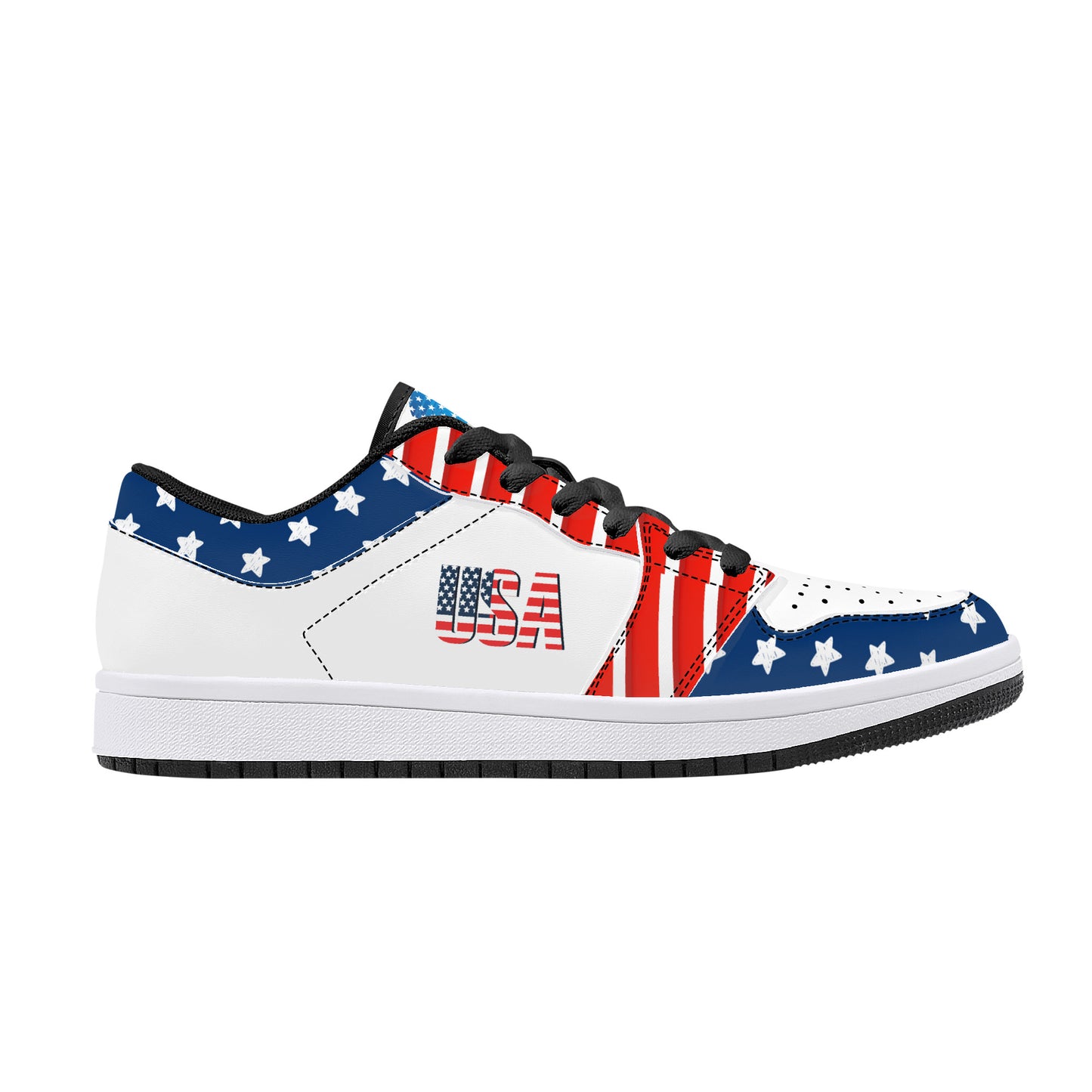 Low-Top Leather Sneakers - USA Edition - Black Sole