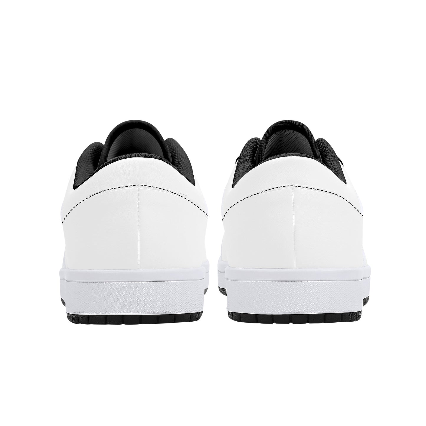 Low-Top Synthetic Leather Sneakers - White & Black