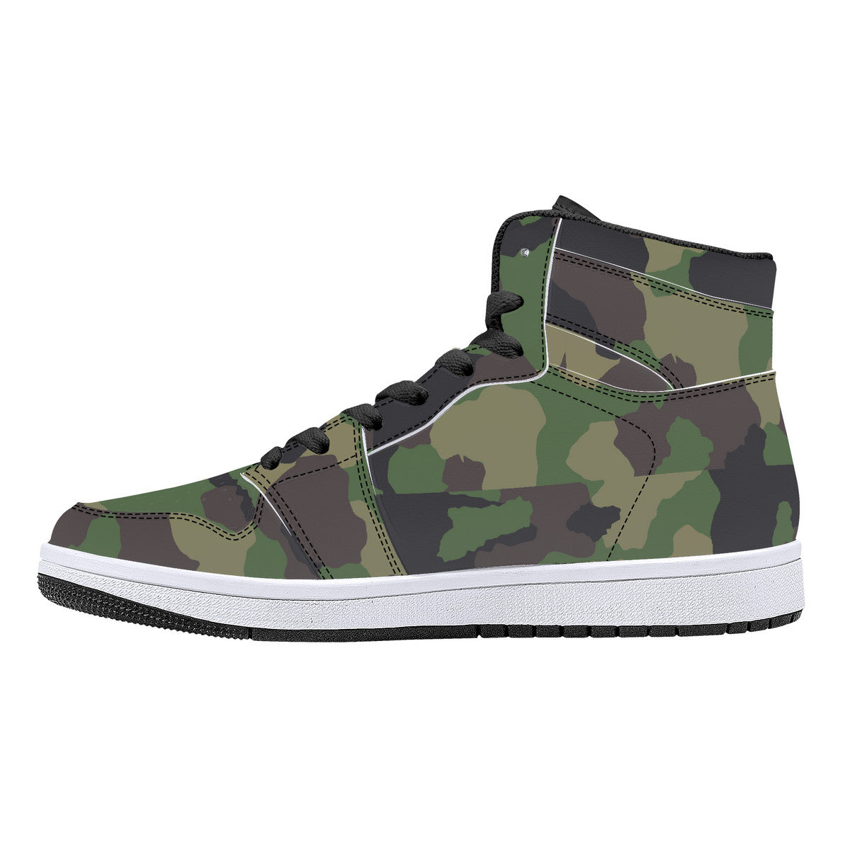 High-Top Leather Sneakers - Army Camo