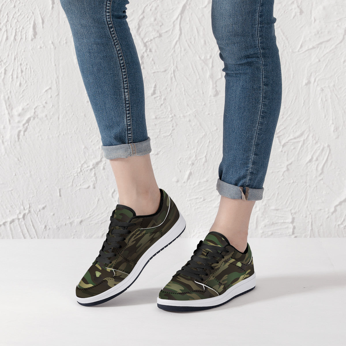 Leather Sneakers - Army Camo