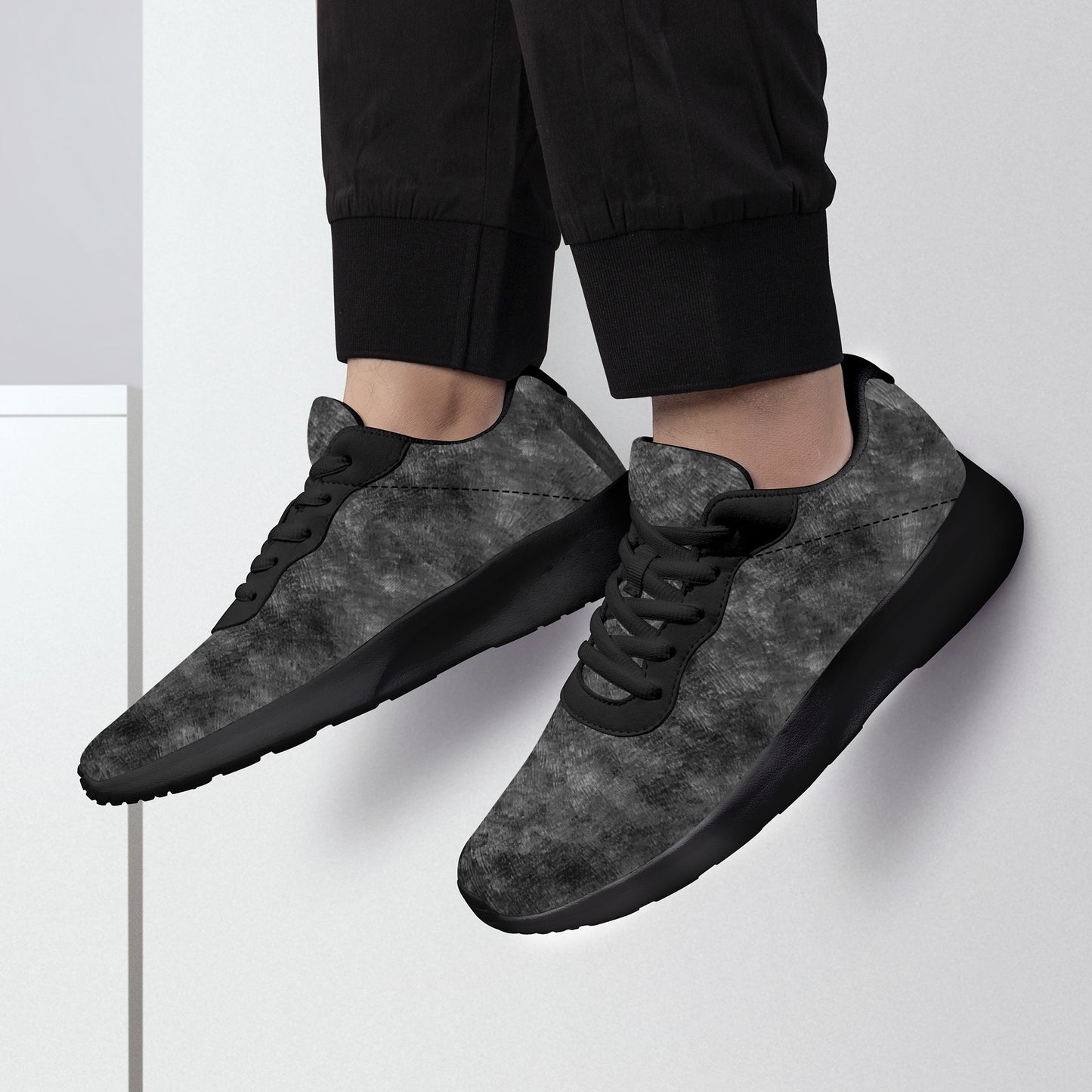 Air Mesh Running Shoes - Black and Grey pattern