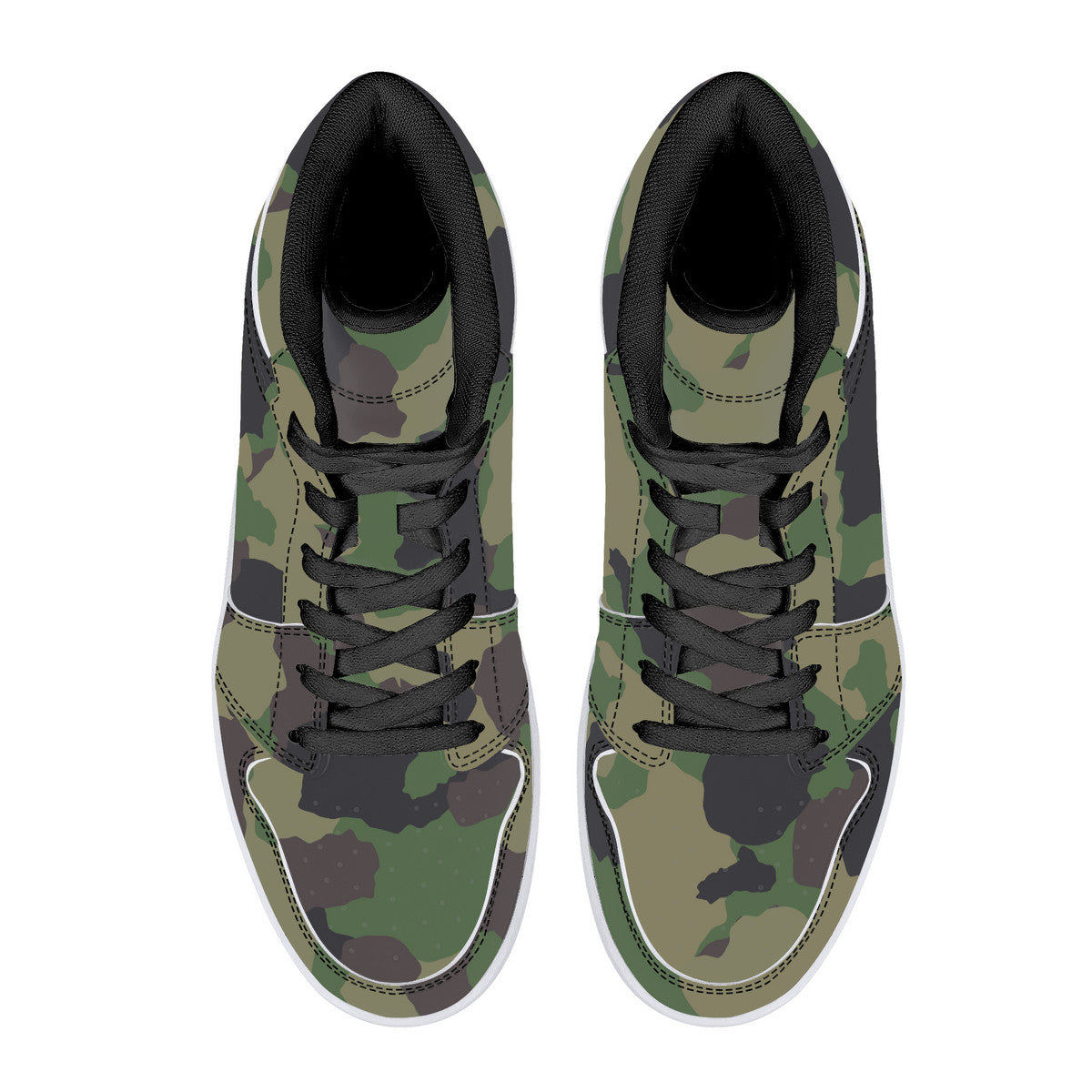 High-Top Leather Sneakers - Army Camo