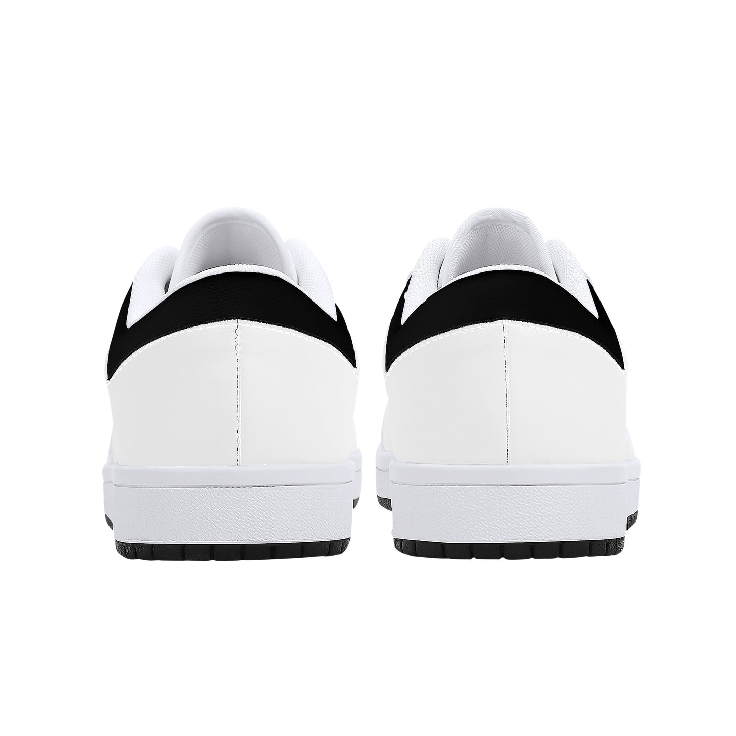 Low-Top Leather Sneakers - White - Black Trim
