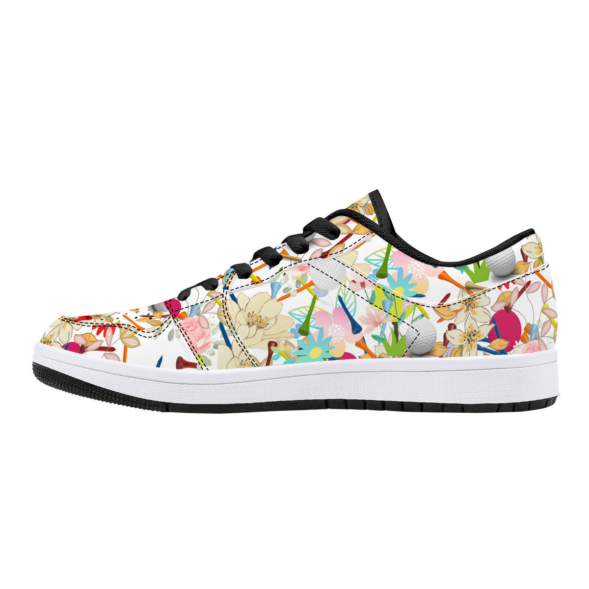 Low-Top Synthetic Leather Sneakers -Golf Balls & Tee's