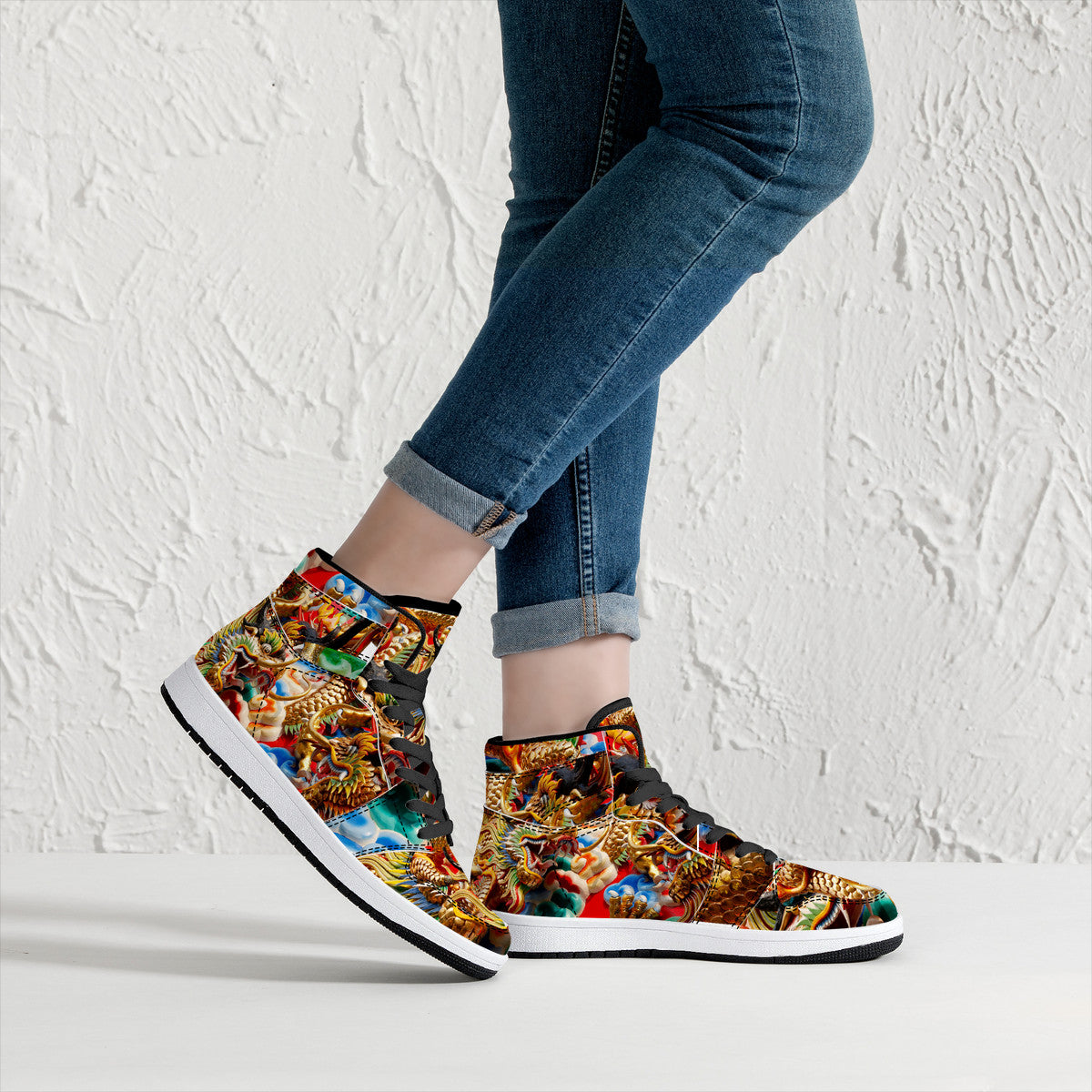 High-Top Leather Sneakers - Dragons