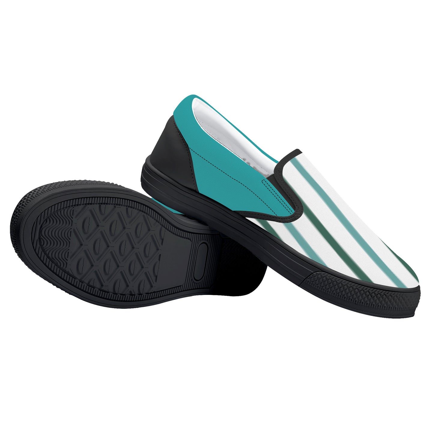 Slip On's - Turquoise & Stripes