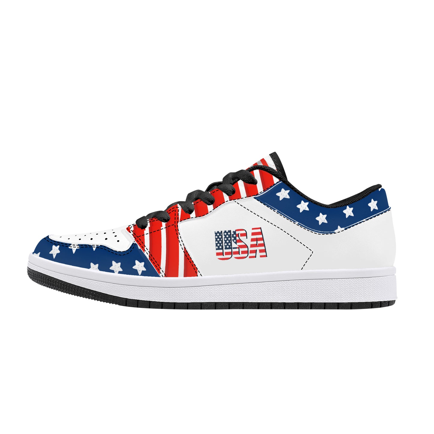 Low-Top Leather Sneakers - USA Edition - Black Sole
