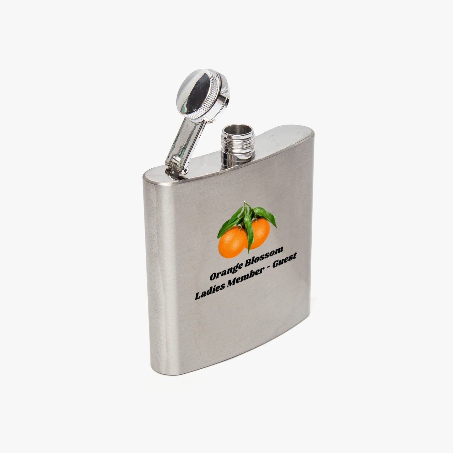 Orange Blossom. 6oz Stainless Steel Hip Flask