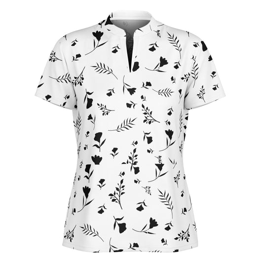 Ladies Stand Up Collar Polo Shirt