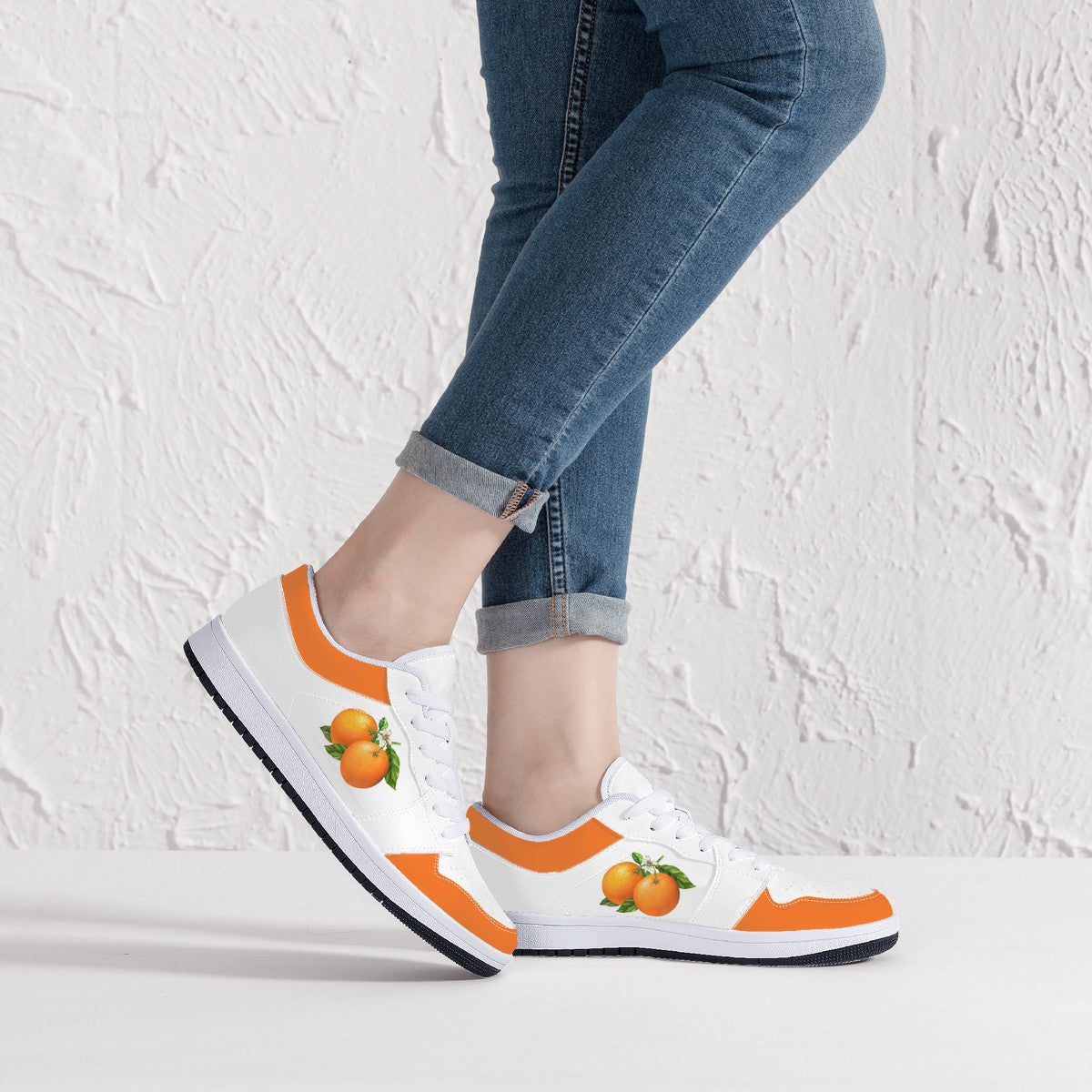 Low-Top Synthetic Leather Sneakers