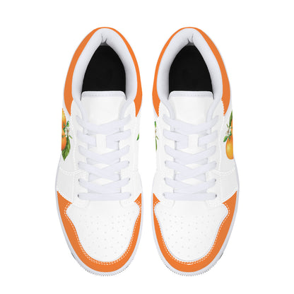 Low-Top Synthetic Leather Sneakers