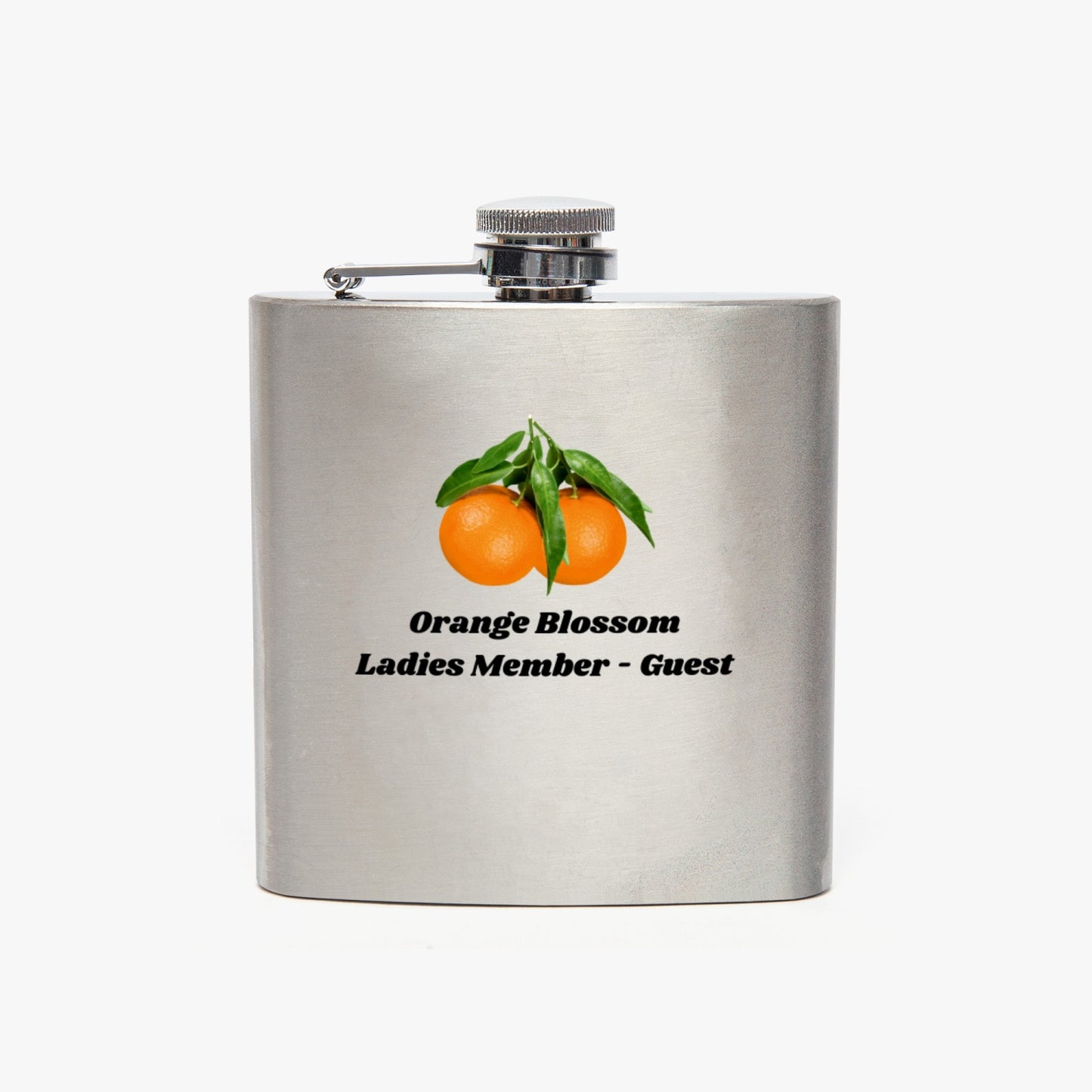 Orange Blossom. 6oz Stainless Steel Hip Flask