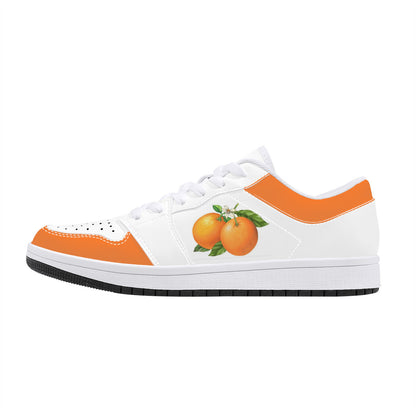 Low-Top Synthetic Leather Sneakers