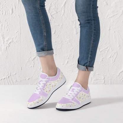 Leather Sneakers - Pastel Flowers