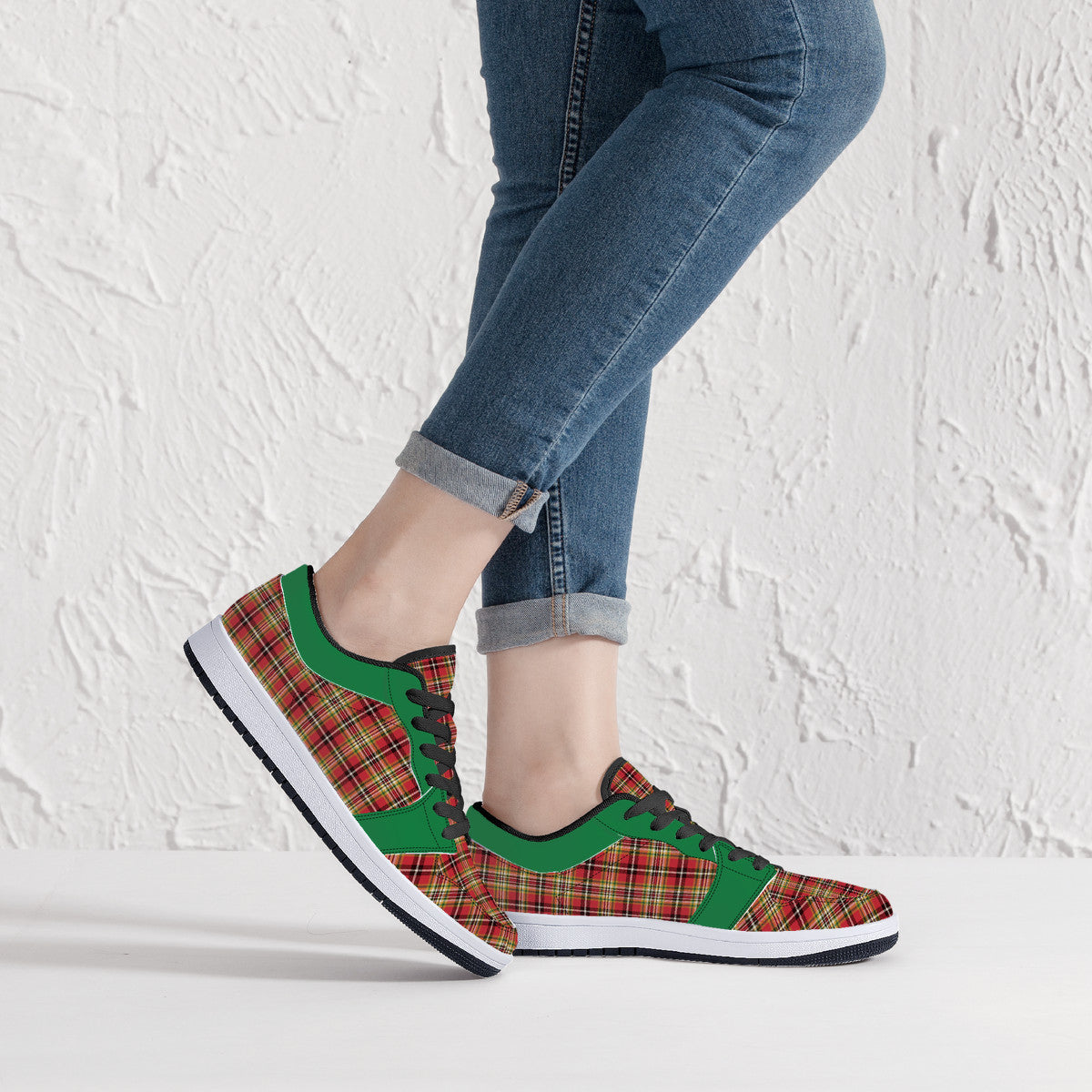 Leather Sneakers - Scottish Plaid