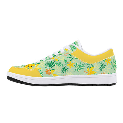 Leather Sneakers - Yellow Spring Flowers