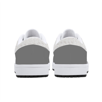 Low-Top Leather Sneakers -Charcoal / Palm Trim