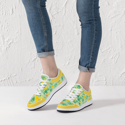 Leather Sneakers - Yellow Spring Flowers