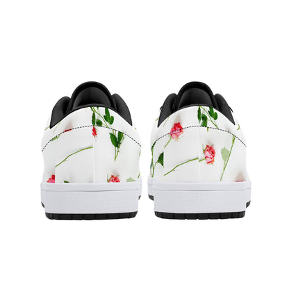 Roses Design Low-Top Leather Sneakers - Black