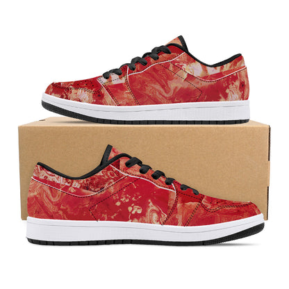 Shades of Red Low-Top Leather Sneakers