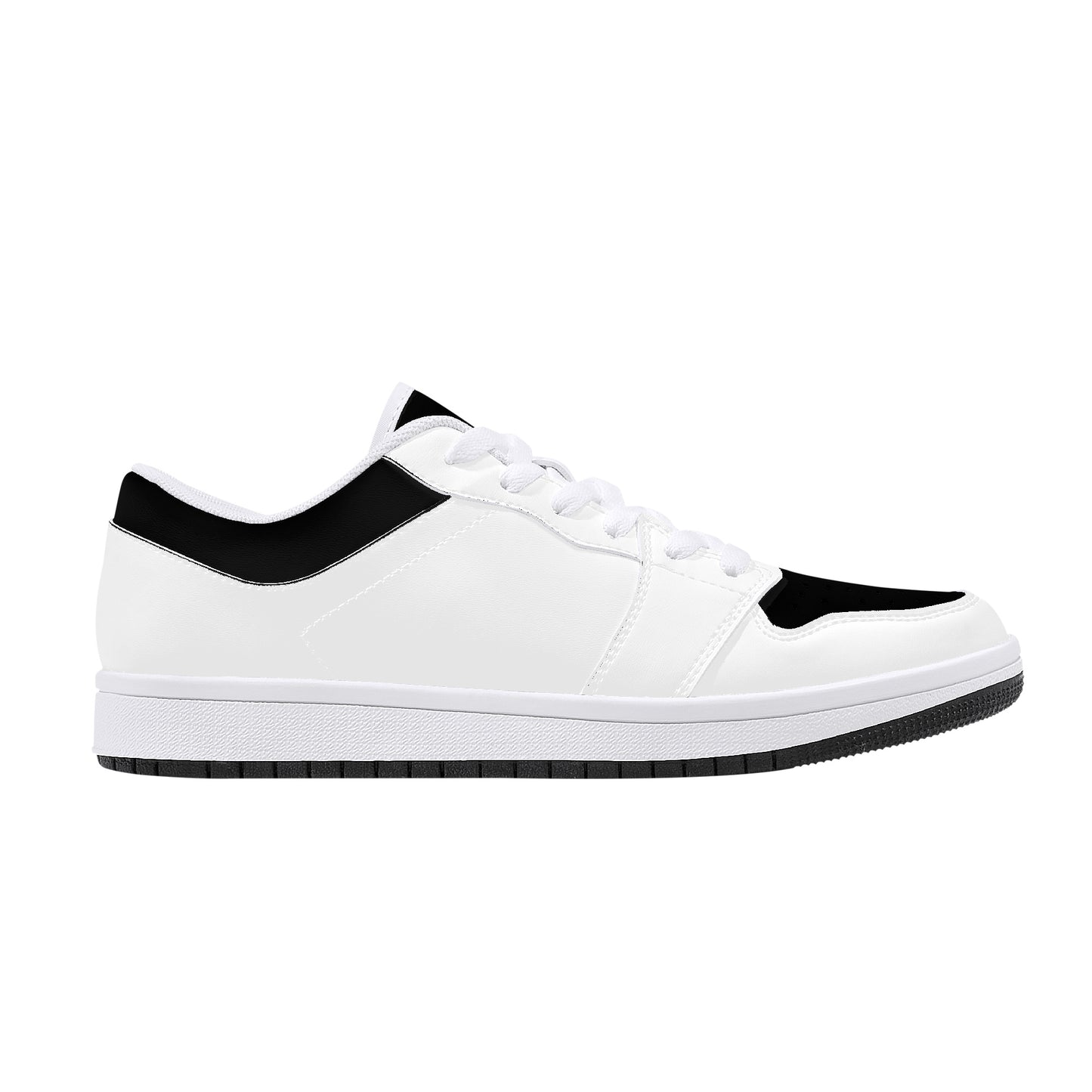 Low-Top Leather Sneakers - White - Black Trim