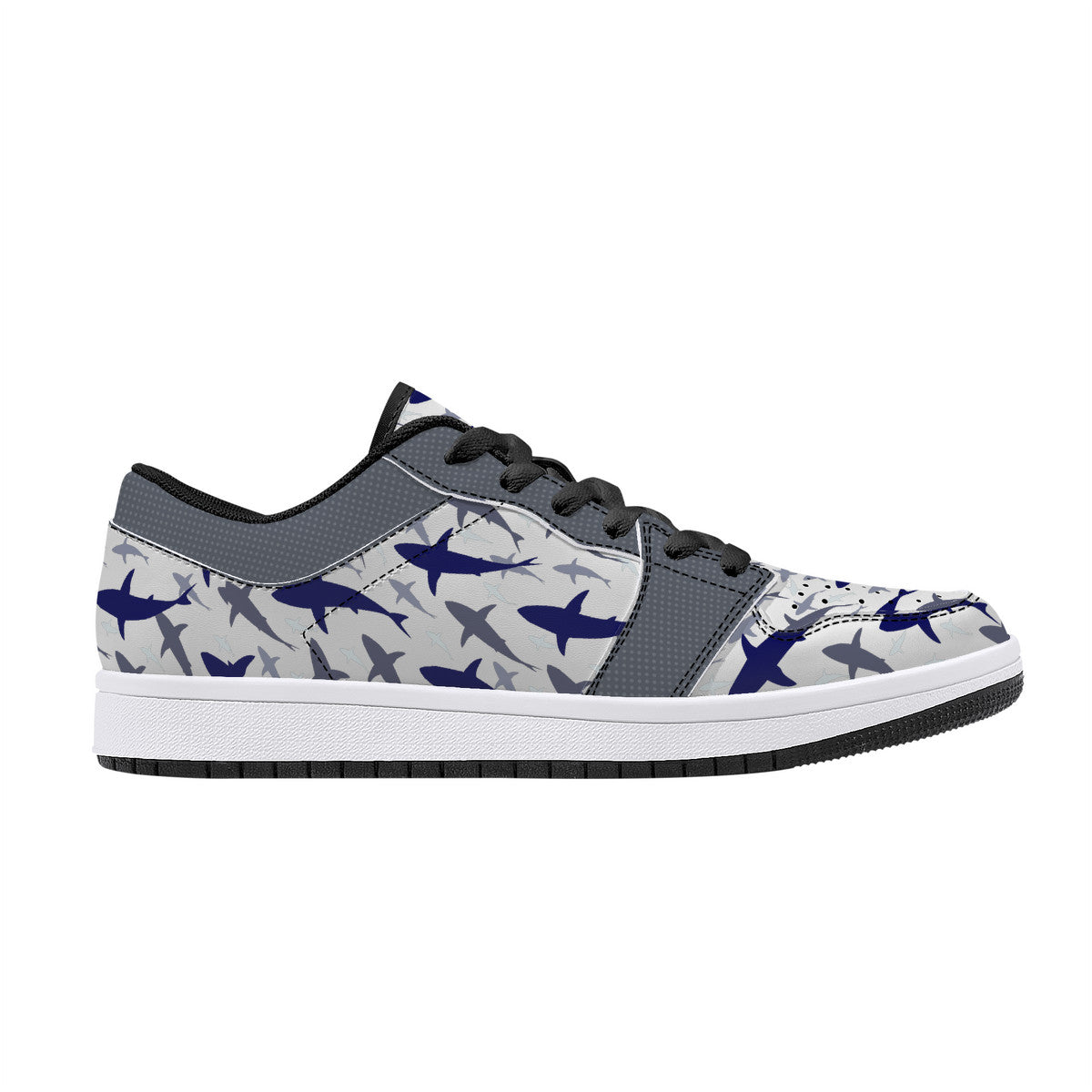 Low-Top Leather Sneakers -Shark Fest
