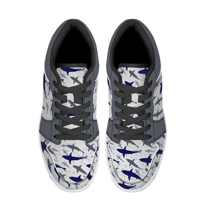 Low-Top Leather Sneakers -Shark Fest