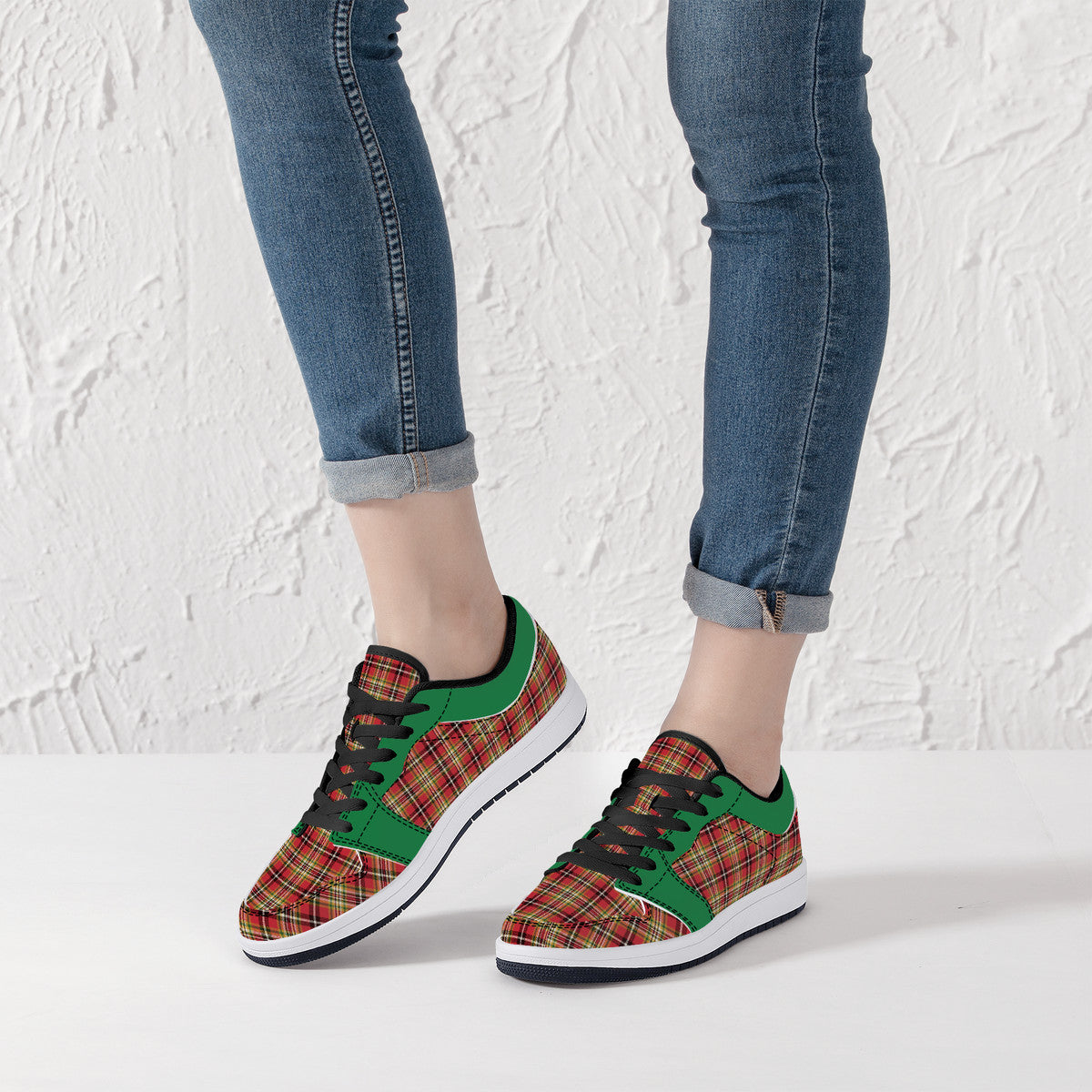 Leather Sneakers - Scottish Plaid