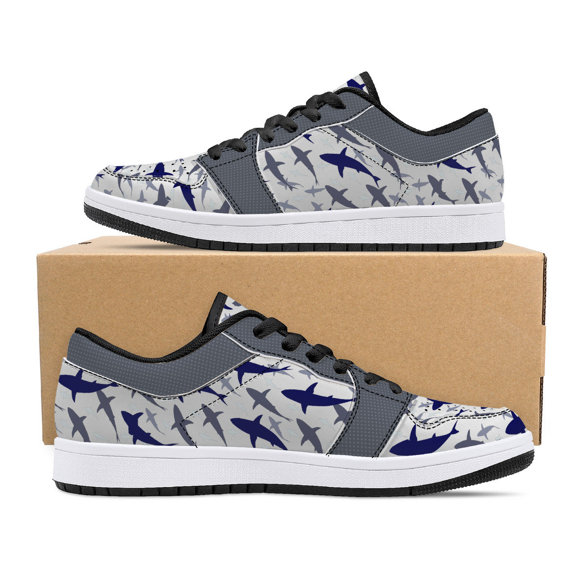 Low-Top Leather Sneakers -Shark Fest