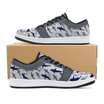 Low-Top Leather Sneakers -Shark Fest