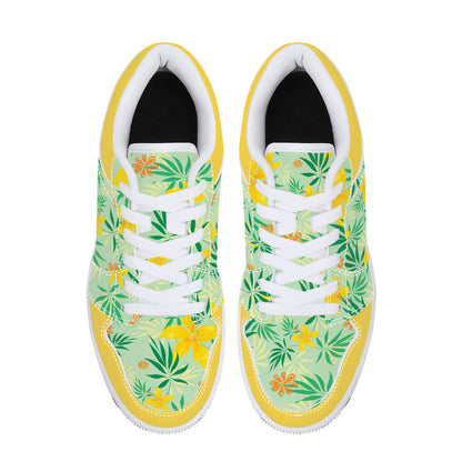 Leather Sneakers - Yellow Spring Flowers