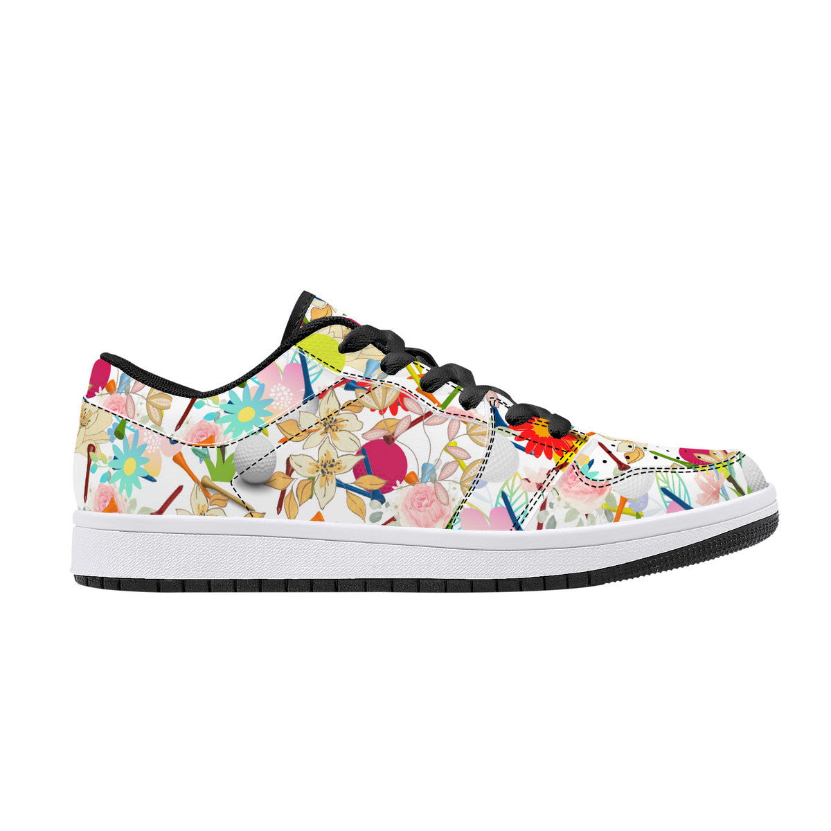 Low-Top Synthetic Leather Sneakers -Golf Balls & Tee's