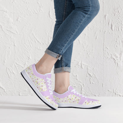 Leather Sneakers - Pastel Flowers