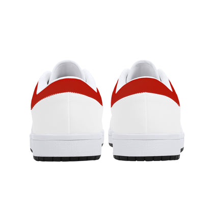 Low-Top Leather Sneakers - White / Red Trim
