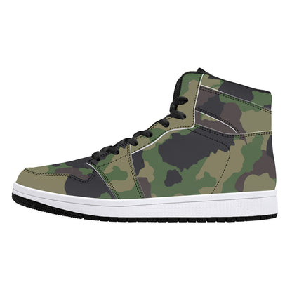 High-Top Leather Sneakers - Army Camo