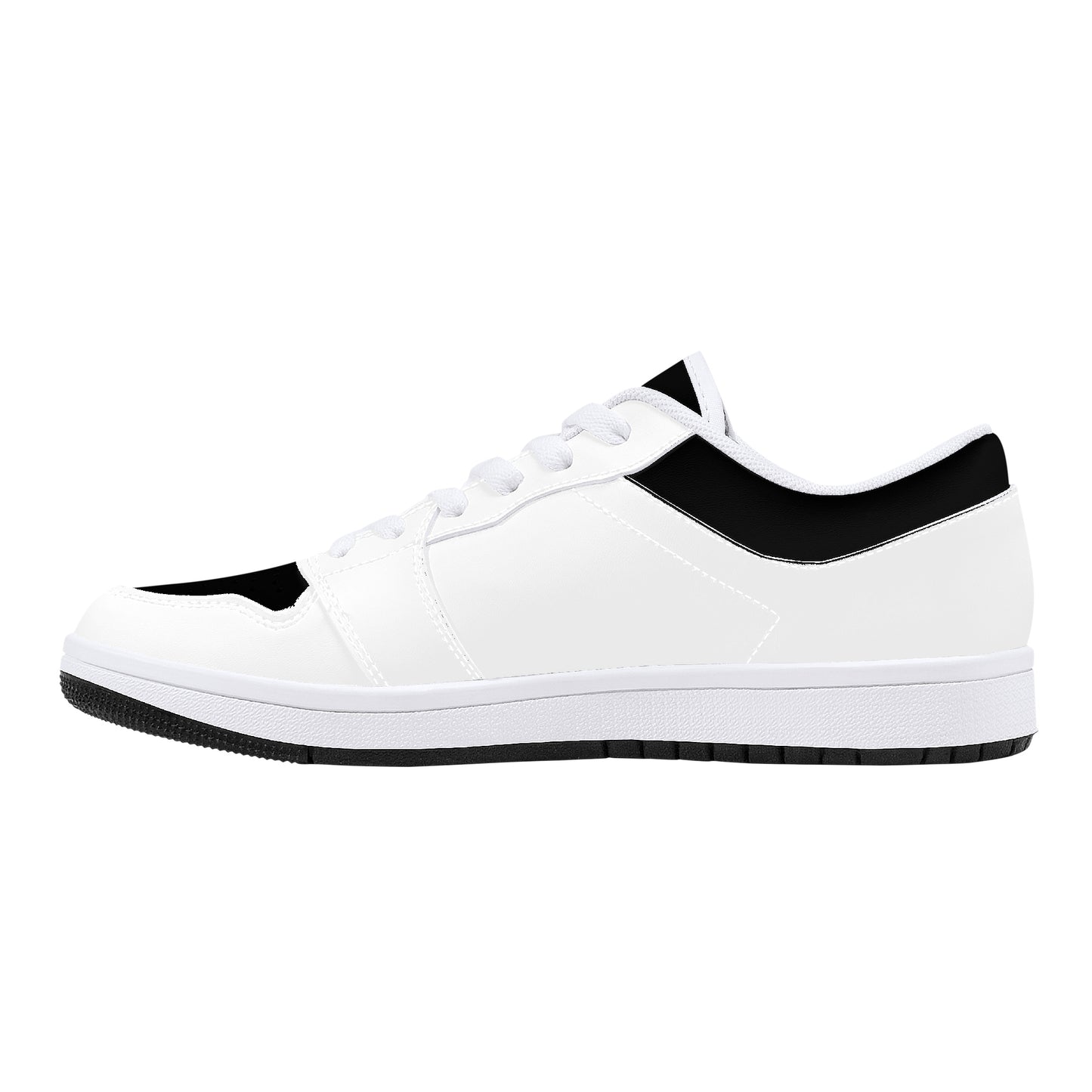 Low-Top Leather Sneakers - White - Black Trim
