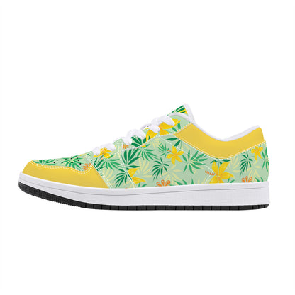 Leather Sneakers - Yellow Spring Flowers