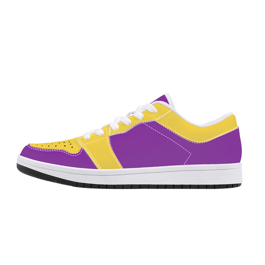 Leather Sneakers - Purple / Yellow Trim